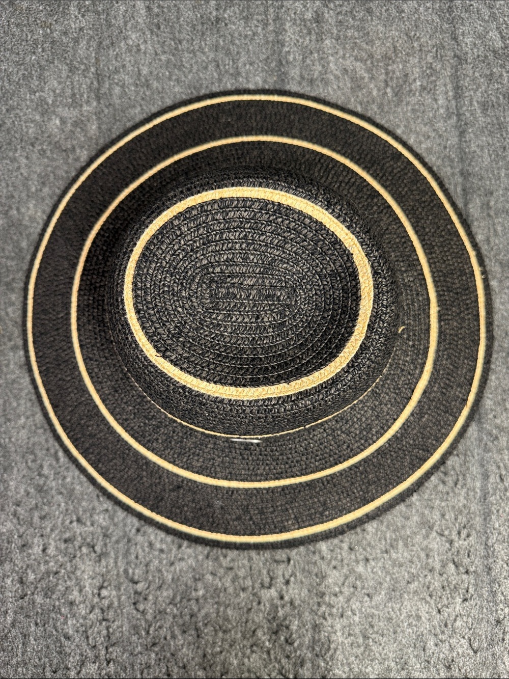 Wallaroo Black Wide-Brim Straw Sun Hat with Natural Stripe - Picture 3 of 6